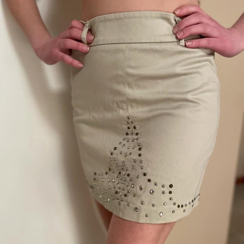 Embellished Khaki Skirt Vtg Y2K bebe